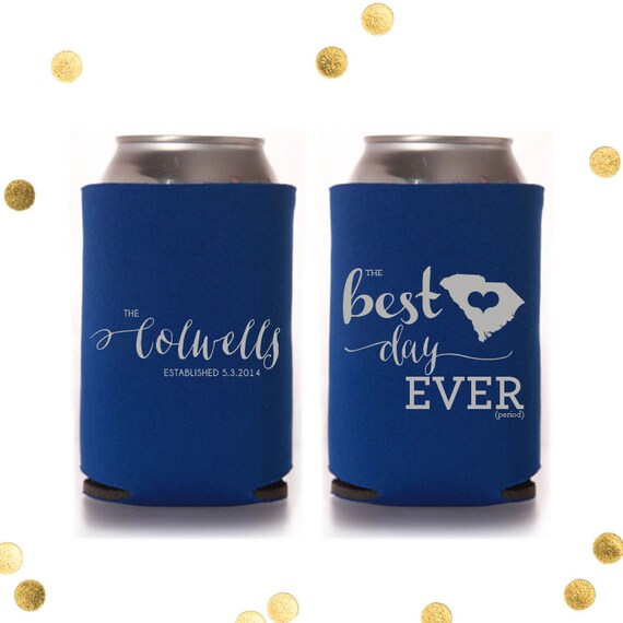Best Day Ever Established Custom Koozie by CherishByNoel