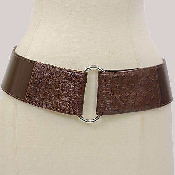 Wide Hippie leather belt Vintage 80s wide leather belt brown