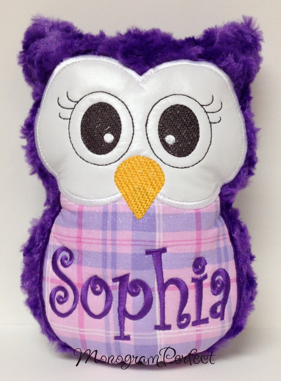 purple stuffed owl