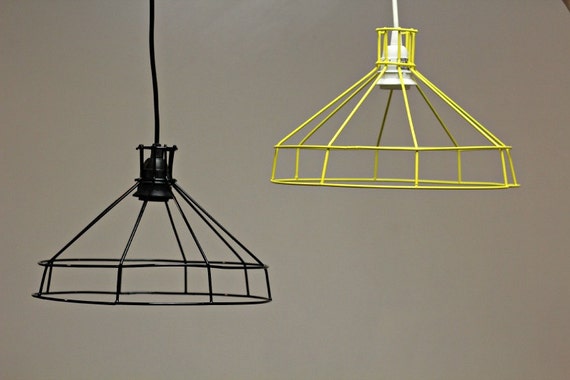 Hanging Metal Wire Lamp With Vintage Style Cord and Socket Exposed Bulb Cage Light Industrial Pendant