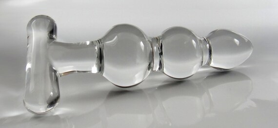 Large Glass THandle Triple Dip Butt Plug Dildo Sex Toy