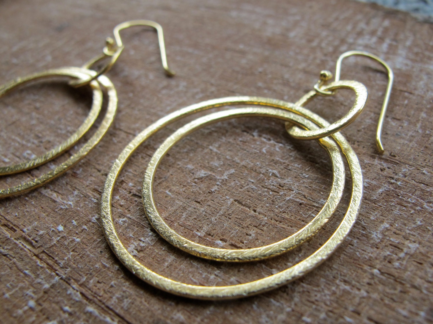 Gold Dangle Earrings Gold Hoop Earrings Silver Loop by Belesas