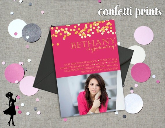 Graduation Announcement - GLITZ AND GLAM Printable Il_570xn