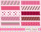 50% OFF - Valentine's Day Washi Tape Heart Pink Love Cute Clip Art - Commercial Use - Scrapbooking Invitations Cards - Instant Download Il_170x135