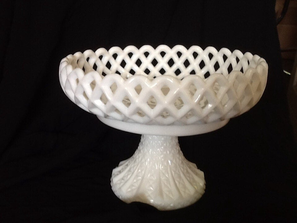Milk glass pedestal bowl