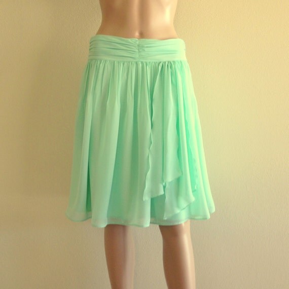 Mint Green Evening Skirt. Chiffon Short Skirt. Mint Green