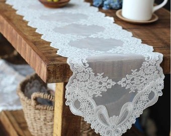 Free Shipping Wholesale Wedding Tablecloth Tabletopper Table Runner Doily Lace 21x180cm
