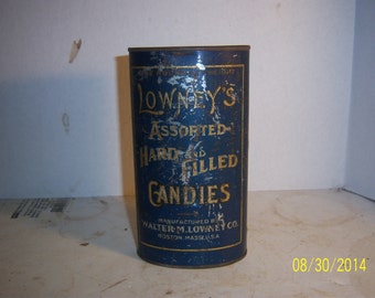 1920's Lowney's Hard Candy Boston, Mass 6 5/8 inch tin Sweets