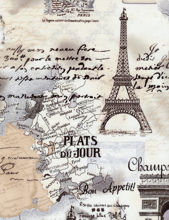 Timeless Treasures April in Paris 54" Canvas in Cream by the Yard