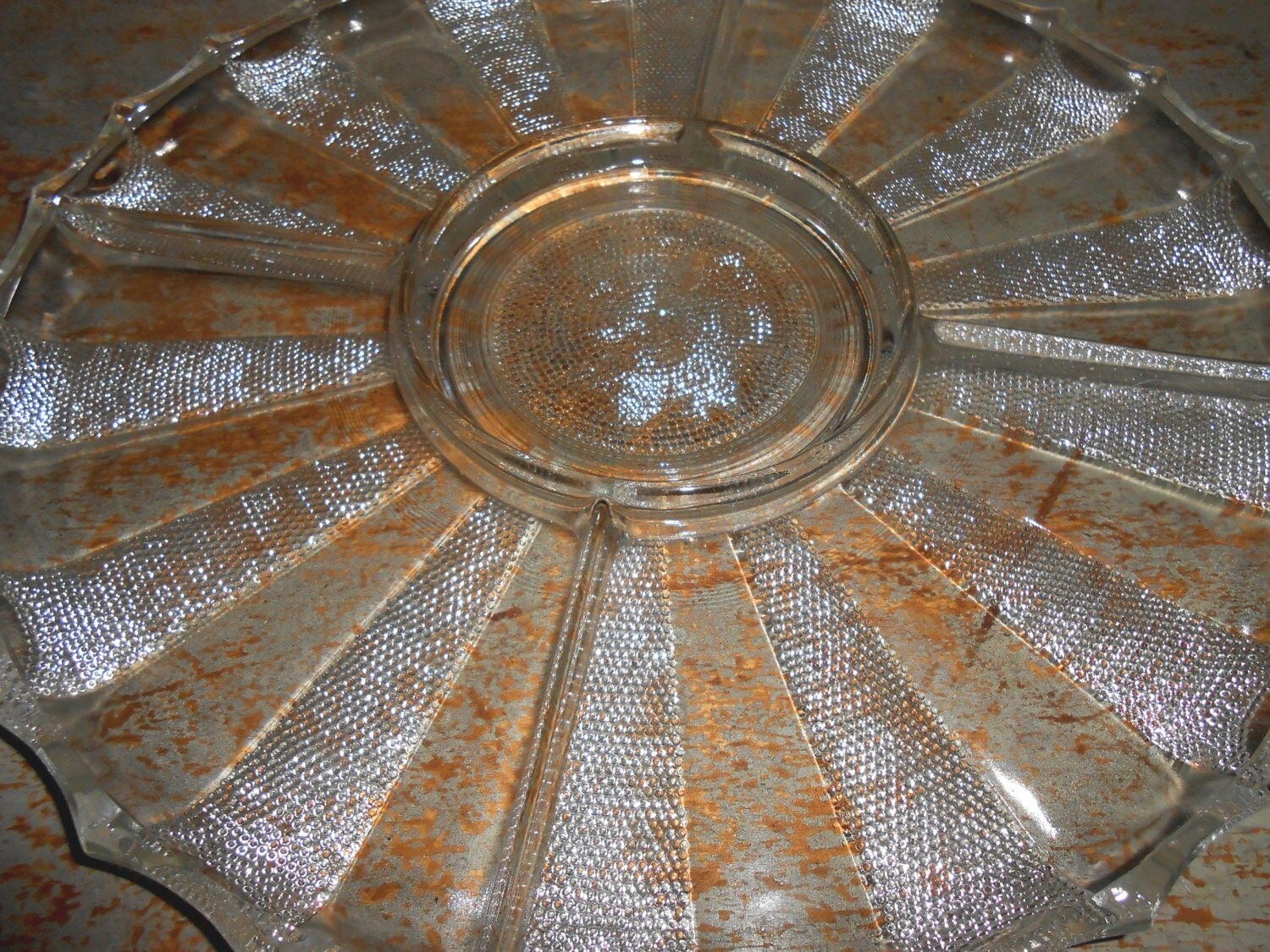 Vintage Platter, Glass, Clear, Veggie Platter, Serving Platter, Large