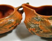 Vintage - Antique Roseville Creamer and Sugar Server - Collectible Pottery - Collectible Roseville - Tableware Vintage - Antique Roseville Creamer and Sugar Server - Collectible Pottery - Collectible Roseville - Tableware