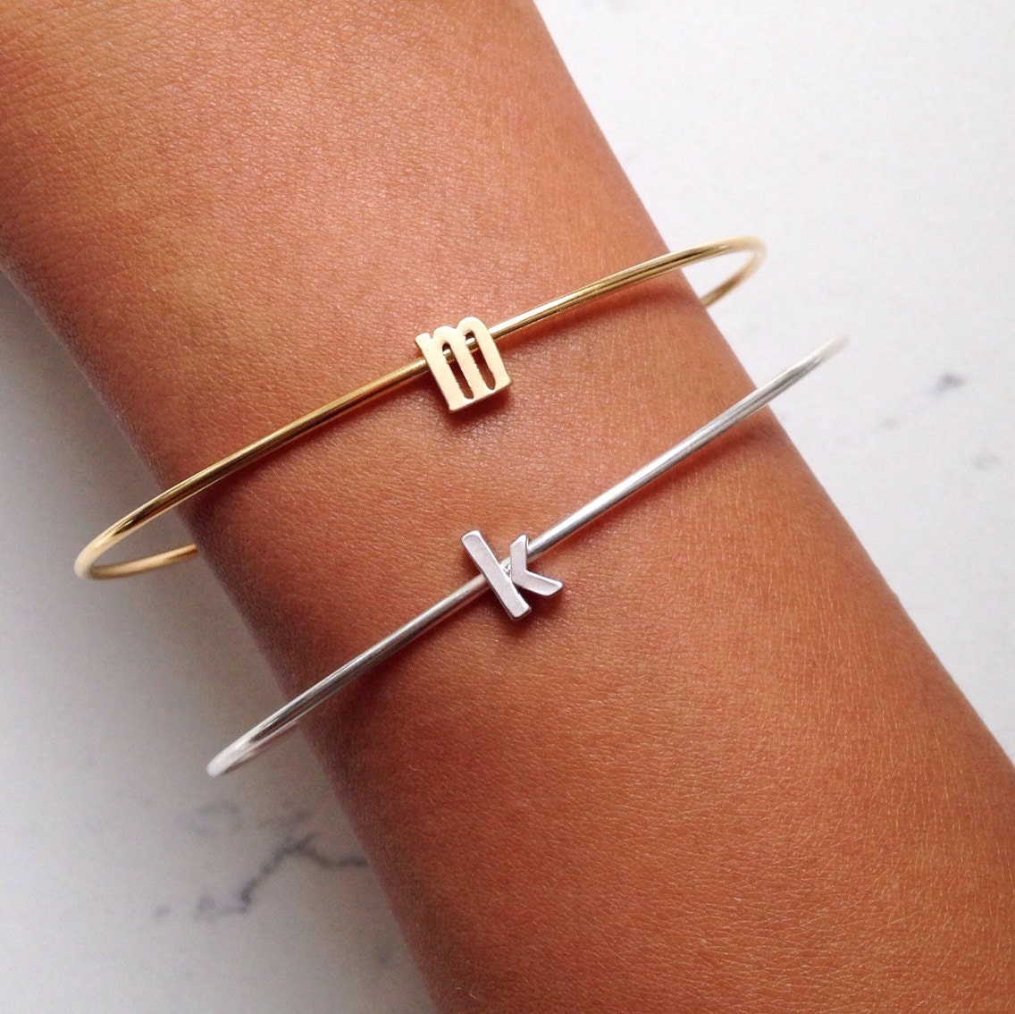 initial bracelet // silver or gold // letter // alphabet // personalized