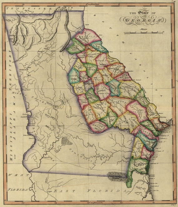 1810 MAP of Georgia DIGITAL DOWNLOAD State of Georgia