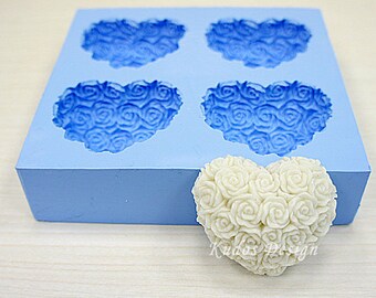 HR035 Rose Heart Medium Soap Mold, soap mold, silicone soap mold (Kudos Design, Kudosoap) Taiwan