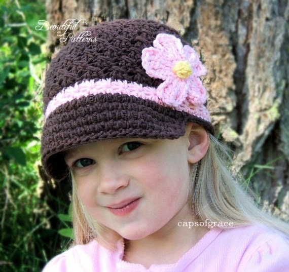 free  crochet Beanie beanie PDF Newborn Pattern Girl 150 Crochet visor to Daisy  with Hat Hat  pattern hat Visor