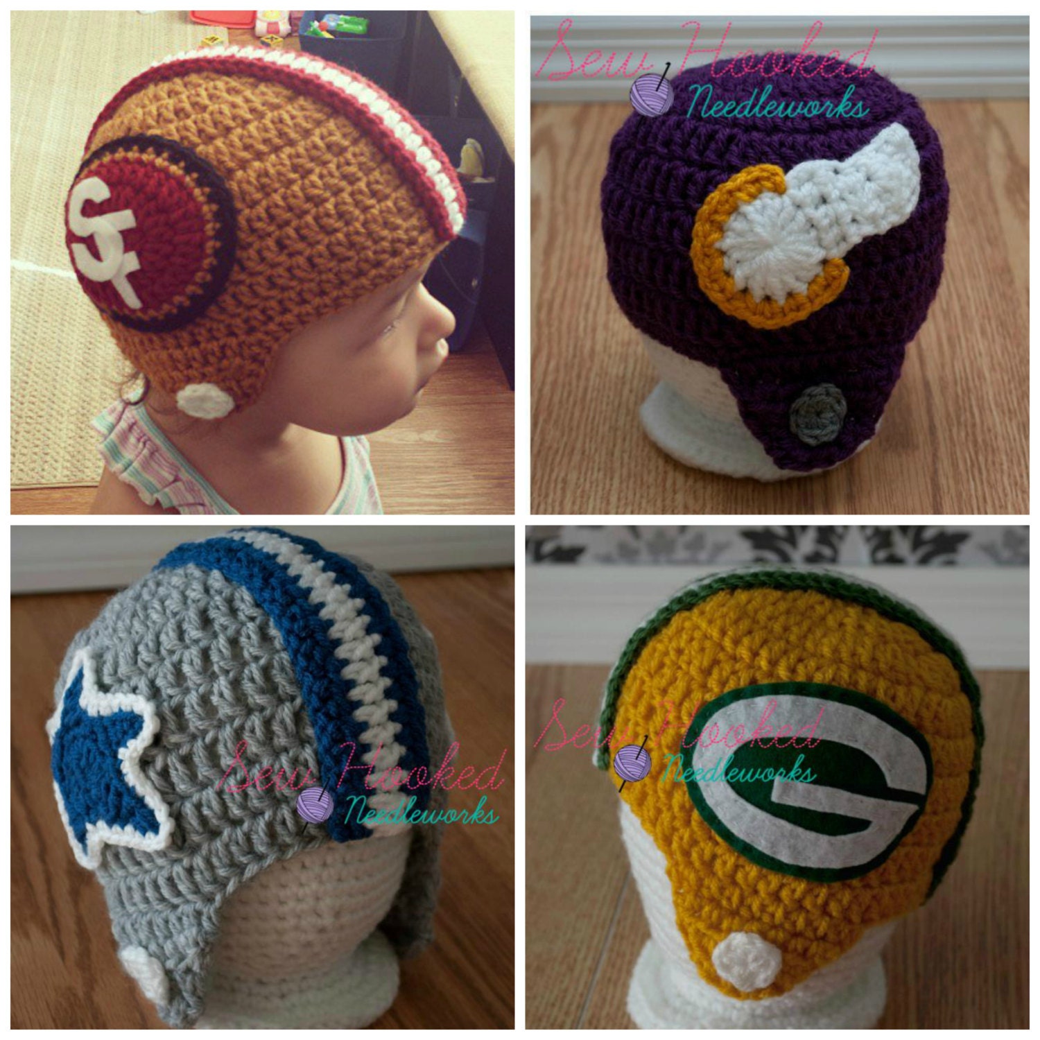 Crochet Football Team Inspired Helmet Pick Your Team or