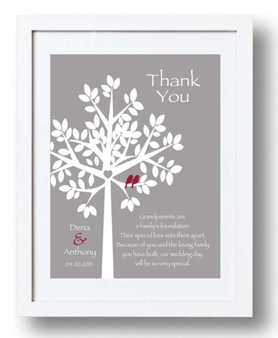 WEDDING Gift for GRANDPARENTS from Bride & Groom - Thank you Wedding ...