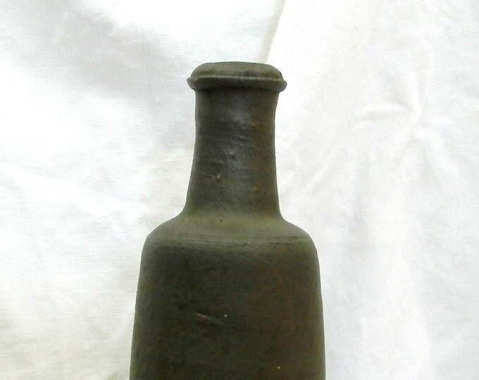 Antique French Stoneware Ceramic Rustic Primitive Cider Bottle, Pottery Vase from Normandy France, Calvados Container, Brocante Decor Antique French Stoneware Ceramic Rustic Primitive Cider Bottle, Pottery Vase from Normandy France, Calvados Container, Brocante Decor