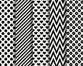 60% OFF SALE Valentines Digital Papers Black and White Scrapbook Papers Paper Supplies Valentines Day Supplies Il_170x135