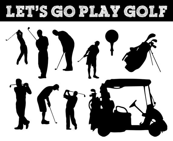 Golf Silhouettes // Golfing Silhouette // Golfer Clipart