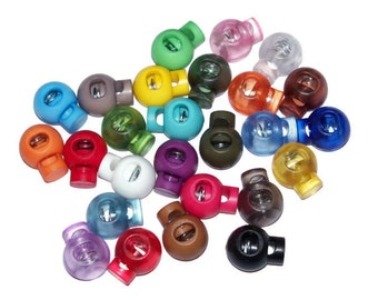Cord Locks for Paracord - Single Hole Round - Parachute Cord Accessories 26 Colors - Paracord Add On