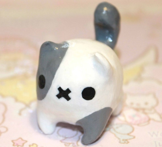 Kawaii chibi Tubby Kitty cat polymer clay by CutieCrazeCafe