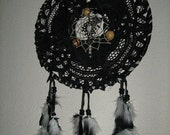 July Sale Gothic Steam punk large dream catcher  leather and lace bringing aura of bewitching elegance,mystery,magic make your imagination d