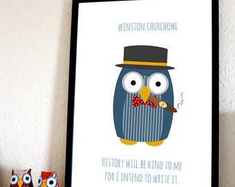 Winston Churchowl A4 Print (Winston Churchill)