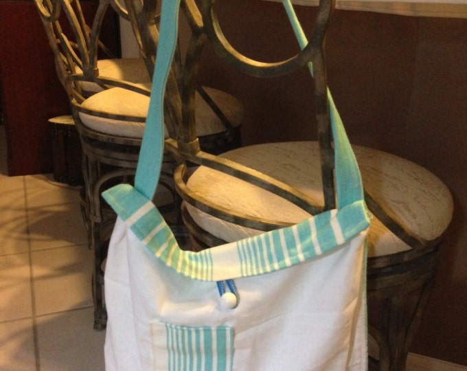 Cotton and Canvas Tote Bag with Over the Shoulder Strap and Button Closure
