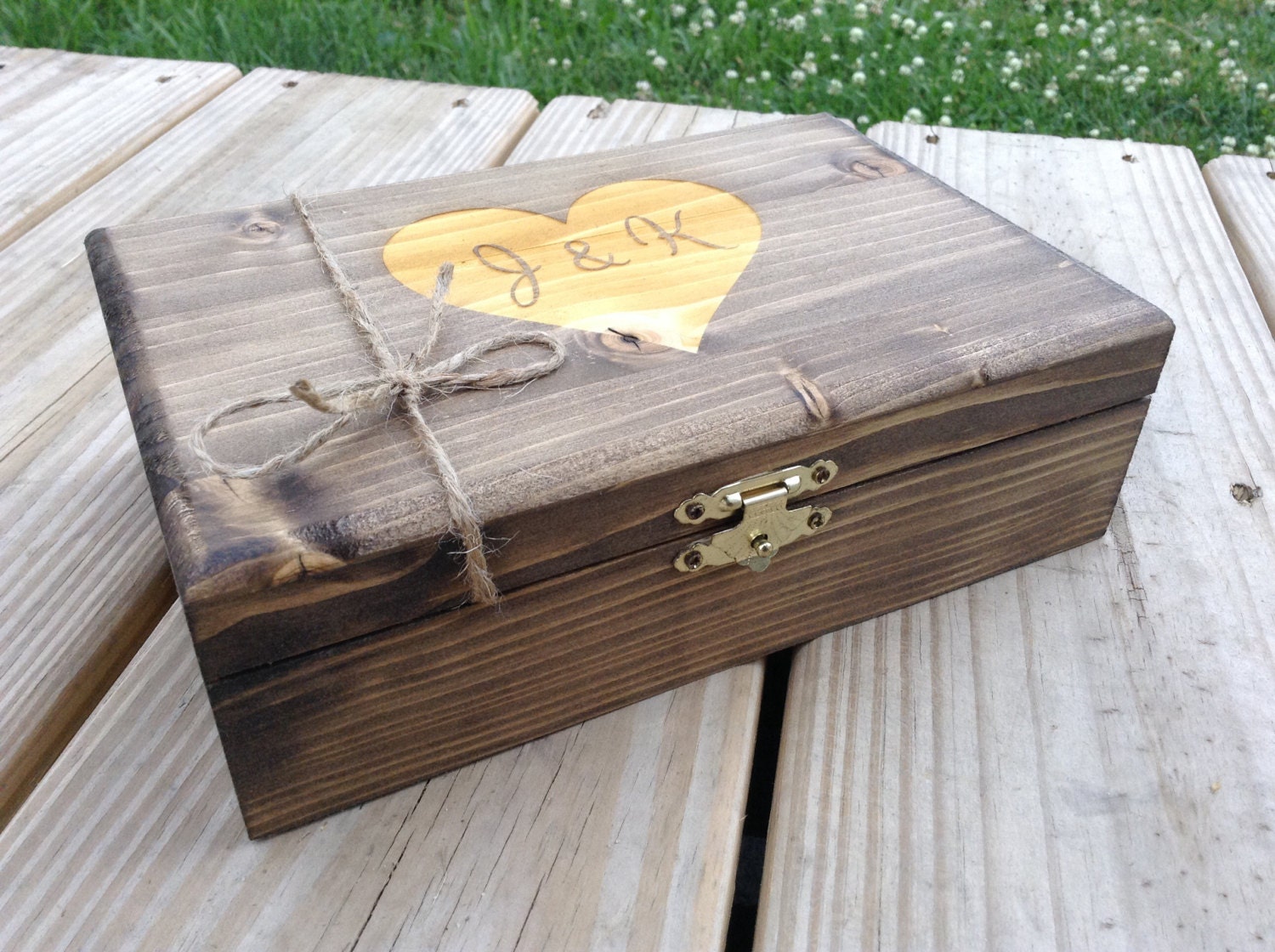Large Personalized Box Engraved Wooden Keepsake by BloominBridal