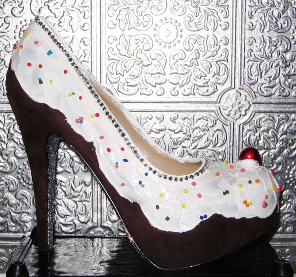 ice cream cupcake high heel shoes with frosting sprinkles and