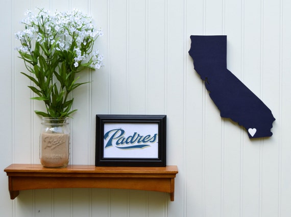 San Diego Padres State Heart wall art handcrafted