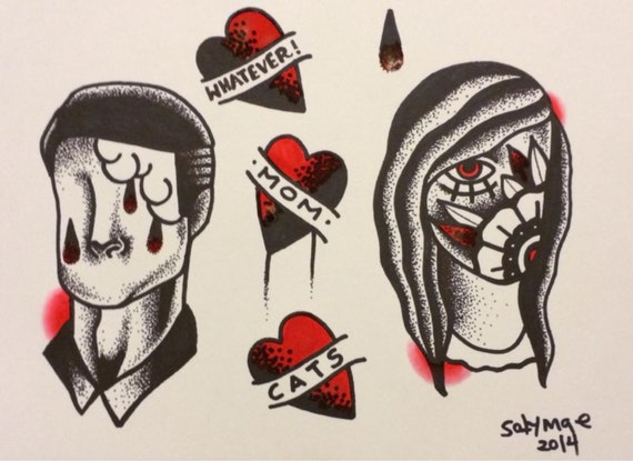 Items similar to ORIGINAL Tattoo Flash Illustrations on Etsy