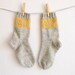 Hand knit wool socks in yellow and grey, slipper socks, women's boot socks, hiking socks, bed socks
