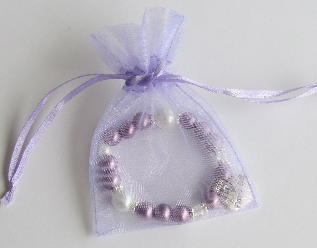 Sapphire Blue & Pearl Flower Girl Charm Bracelet Flower Girl