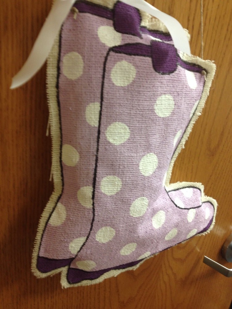 Rain Boot Burlap Door Hanger by ThePurpleDaisy22 on Etsy
