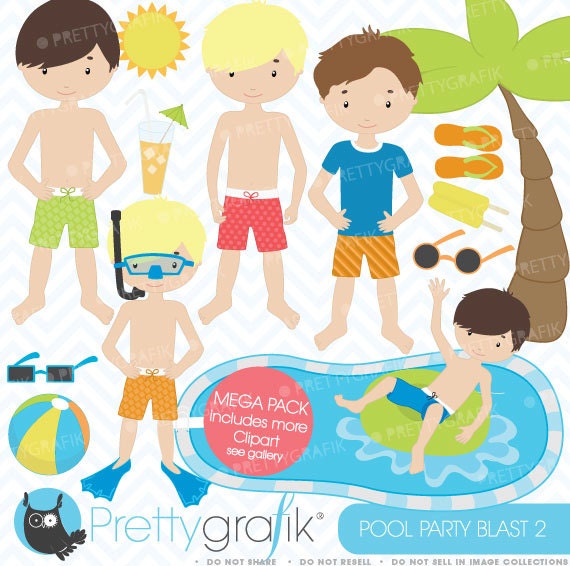 80% OFF SALE pool party clipart commercial use, vector graphics, digital clip art, digital images - CL453 Il_570xn