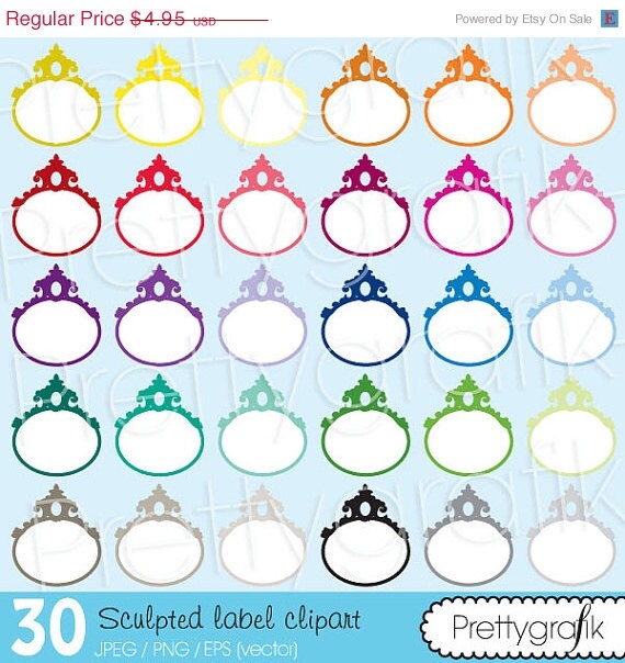 40% OFF SALE 30 sculpted label clipart commercial use, vector graphics, digital clip art, digital images - CL487 Il_570xn