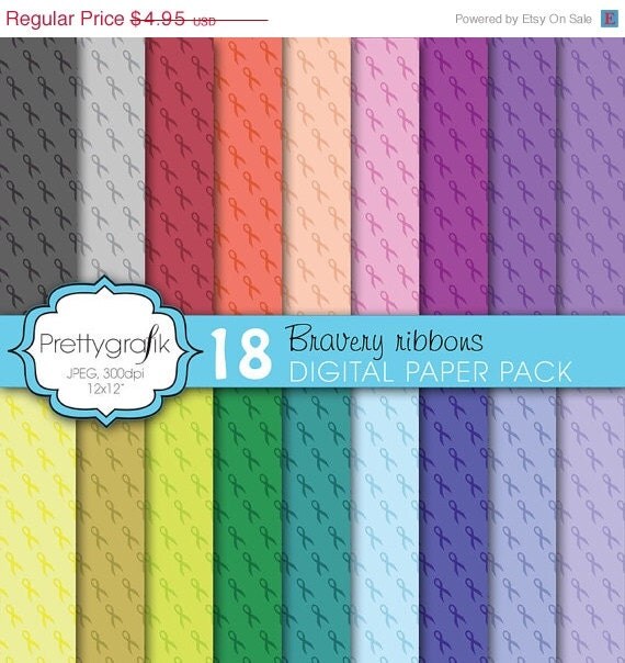 40% OFF SALE cancer ribbon digital paper, commercial use, scrapbook papers, background - PS606 Il_570xn