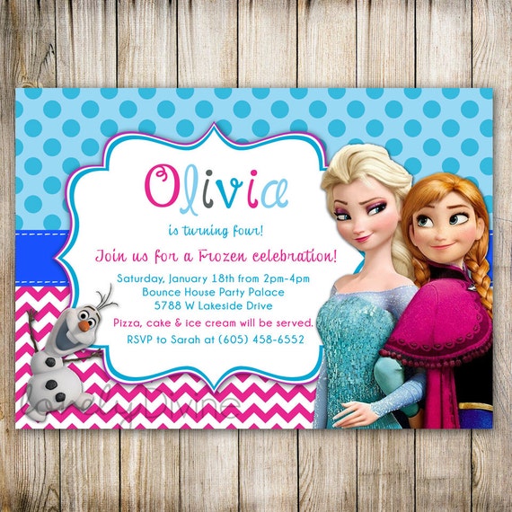 Disney FROZEN Chevron Birthday Invitation Frozen Birthday