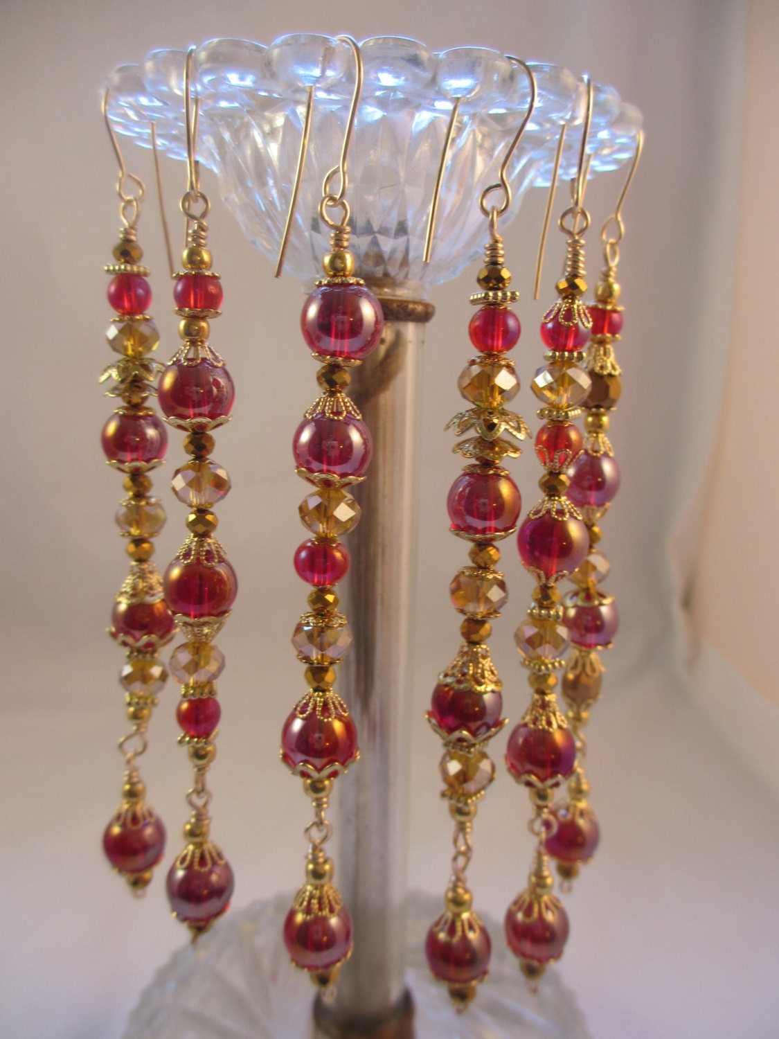  SALE  Red Gold  Crystal Christmas  Ornament Set Ornaments  Set