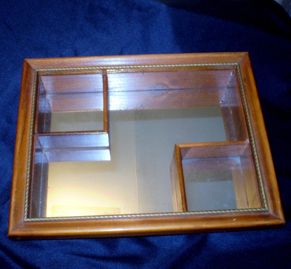 Items similar to Vintage Mirrored Wood Shadow Box Wall Hanging 13" x 10