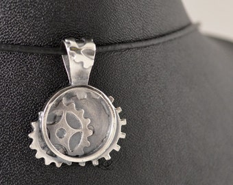 Gears, sterling silver pendant or bronze
