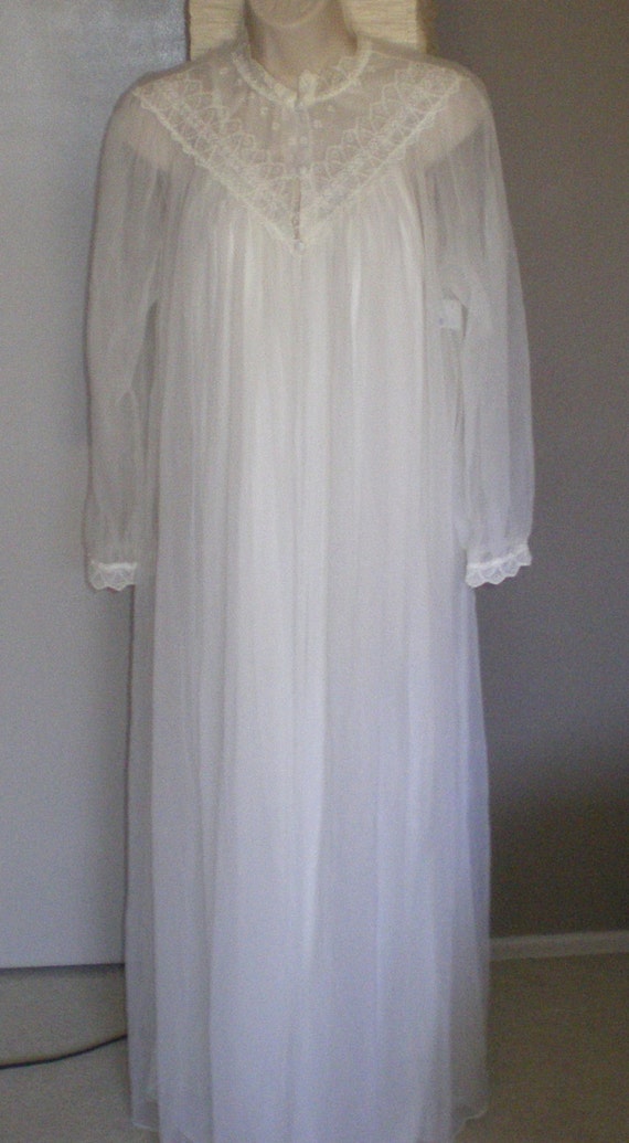 Vintage Shannon Lee White Sheer Night Gown Robe Set Duster