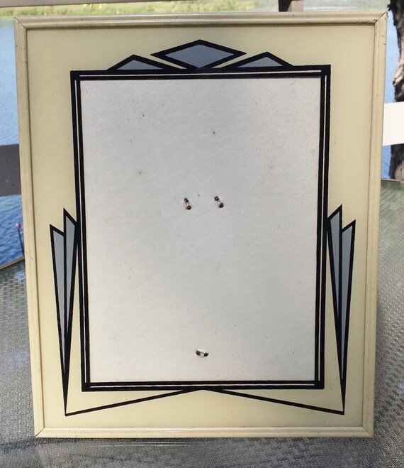 Vintage Art Deco Reverse Painted Picture Stand Up Frame Photo