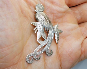 Vintage Coin Silver Guatemalan Quetzal Bird Pin Brooch