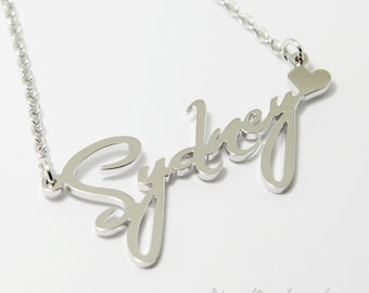 New Personalized Jewelry 925 Silver Name Plates Pendant Initial Necklace Birthday Special Gift Custom Made Jewelry with Script Font