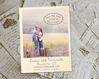Wedding Save The Date Magnets - HeathrowPark Rustic Photo Personalized 4.25"x5.5"