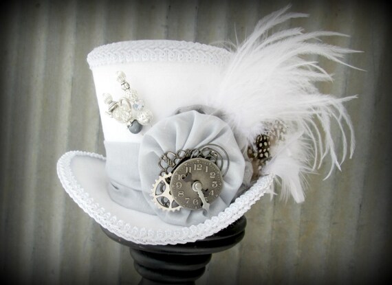 The White Rabbit in Pewter Mini Top Hat Alice in by ChikiBird