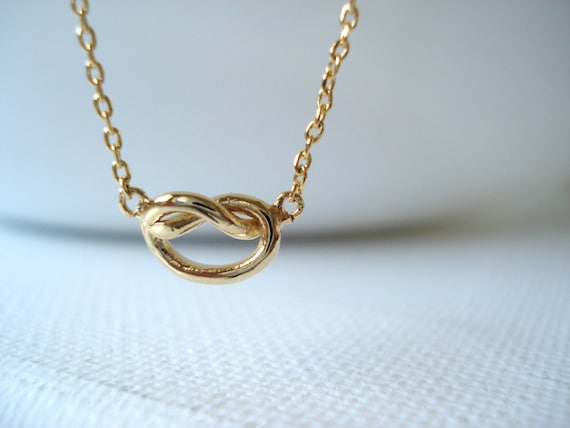 Tiny gold knot necklace...Tie the Knot bridal by blueJboutique7